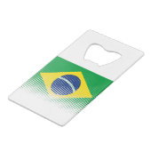 vlag van Brazilië met een halftooneffect Creditkaart Flessenopener (Achterkant Gekanteld)