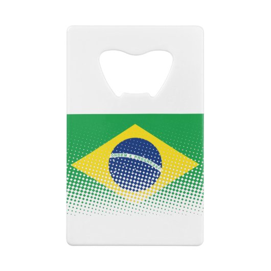 vlag van Brazilië met een halftooneffect Creditkaart Flessenopener (Achterkant)