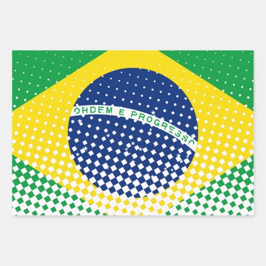 vlag van Brazilië met een halftooneffect Inpakpapier Vel (Voorkant 3)