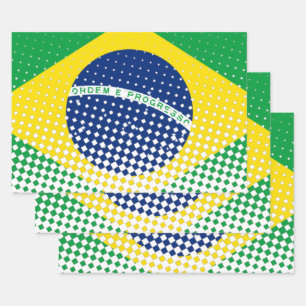 vlag van Brazilië met een halftooneffect Inpakpapier Vel