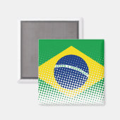 vlag van Brazilië met een halftooneffect Magneet (Voorkant / Achterkant)