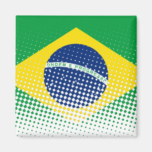 vlag van Brazilië met een halftooneffect Magneet
