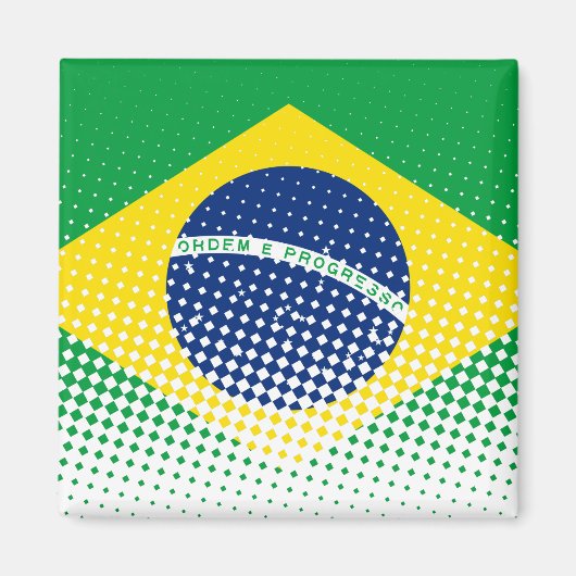 vlag van Brazilië met een halftooneffect Magneet (Voorkant)