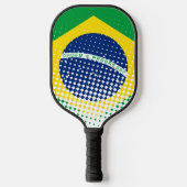 vlag van Brazilië met een halftooneffect Pickleball Paddle (Voorkant)