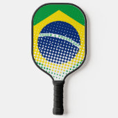 vlag van Brazilië met een halftooneffect Pickleball Paddle (Achterkant)