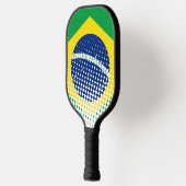 vlag van Brazilië met een halftooneffect Pickleball Paddle (Links)