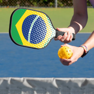 vlag van Brazilië met een halftooneffect Pickleball Paddle
