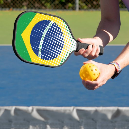 vlag van Brazilië met een halftooneffect Pickleball Paddle (Insitu)