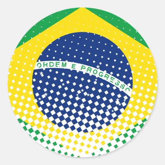 vlag van Brazilië met een halftooneffect Ronde Sticker (Voorkant)
