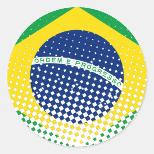 vlag van Brazilië met een halftooneffect Ronde Sticker