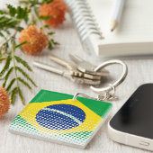vlag van Brazilië met een halftooneffect Sleutelhanger (Voorkant Rechts)