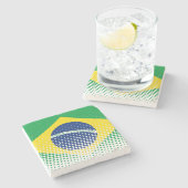 vlag van Brazilië met een halftooneffect Stenen Onderzetter (Zijkant)