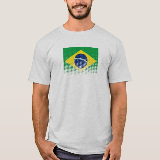vlag van Brazilië met een halftooneffect T-shirt (Voorkant)