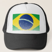 vlag van Brazilië met een halftooneffect Trucker Pet (Voorkant)