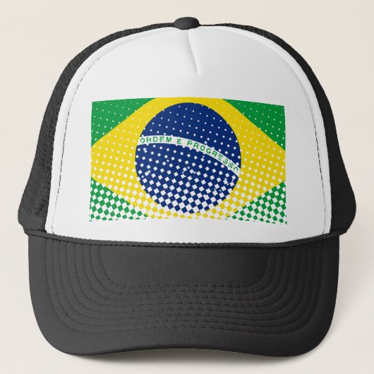 vlag van Brazilië met een halftooneffect Trucker Pet (Voorkant)