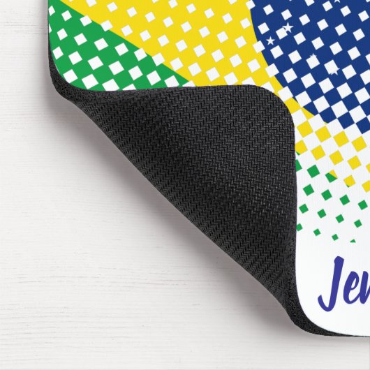 Vlag van Brazilië met halftooneffect Aangepaste na Muismat (Hoek)