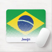 Vlag van Brazilië met halftooneffect Aangepaste na Muismat (Met muis)