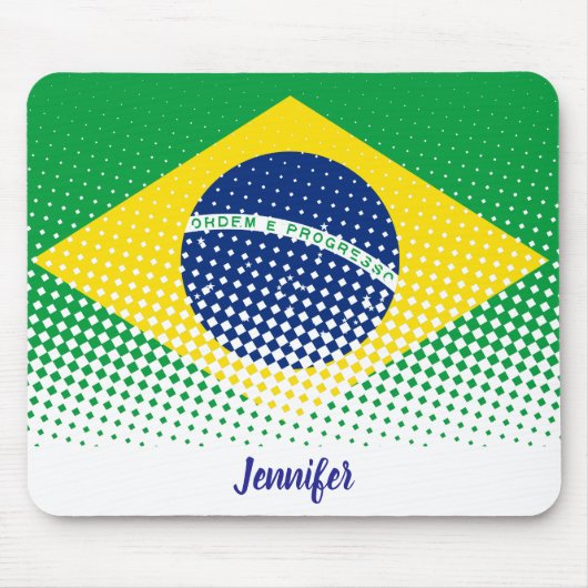 Vlag van Brazilië met halftooneffect Aangepaste na Muismat (Voorkant)