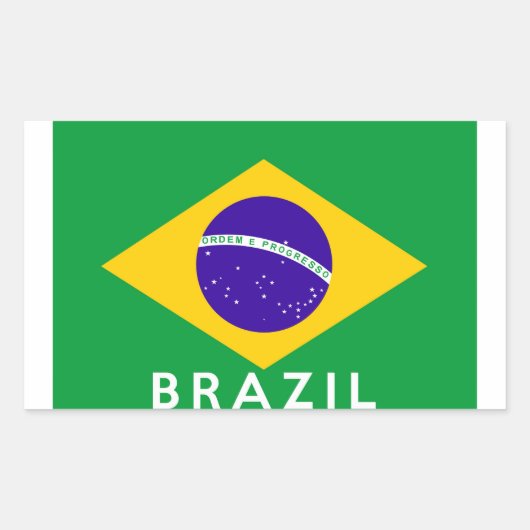 vlag van brazilië - naam rechthoekige sticker (Voorkant)