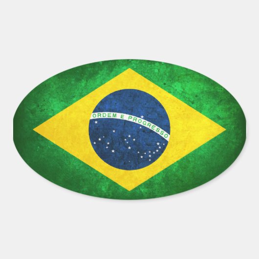 vlag van Brazilië Ovale Sticker (Voorkant)