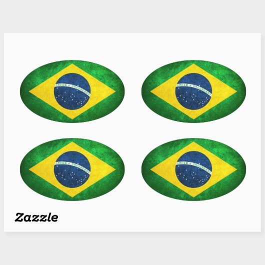 vlag van Brazilië Ovale Sticker (Vel)