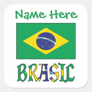 Vlag van Brazilië Persoonlijke Vlag Vierkante Labe Sticker