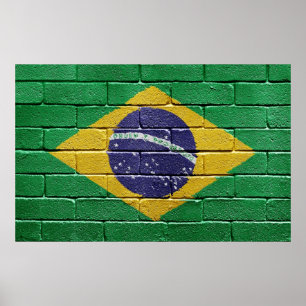 vlag van Brazilië Poster