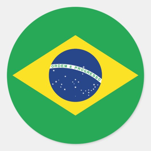 vlag van Brazilië Ronde Sticker (Voorkant)