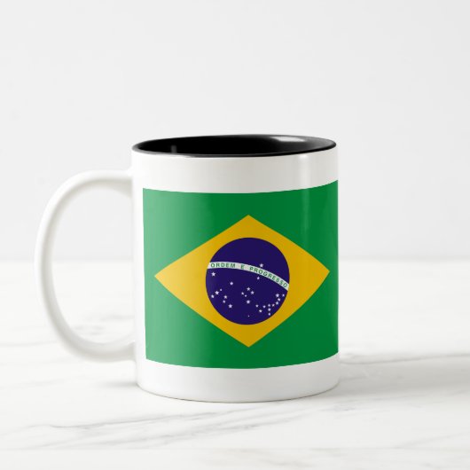 vlag van Brazilië Tweekleurige Koffiemok (Links)