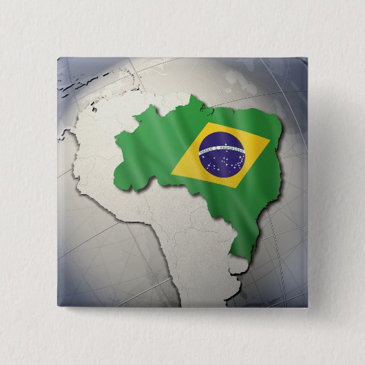 vlag van Brazilië Vierkante Button 5,1 Cm (Voorkant)