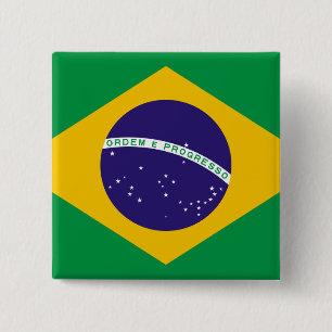 vlag van Brazilië Vierkante Button 5,1 Cm