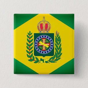 vlag van Brazilië Vierkante Button 5,1 Cm