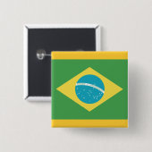 vlag van Brazilië Vierkante Button 5,1 Cm (Voorkant /achterkant)