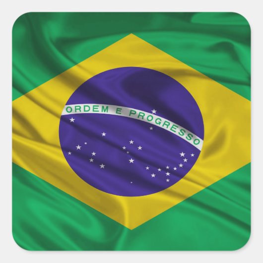 vlag van Brazilië Vierkante Sticker (Voorkant)
