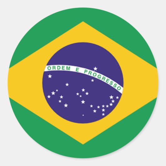 Vlag van Brazilië, wereldvlaggen Ronde Sticker (Voorkant)