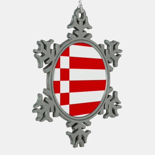 Vlag van Bremen Snowflake Pewter kerstversiering Tin Sneeuwvlok Ornament (Links)