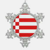 Vlag van Bremen Snowflake Pewter kerstversiering Tin Sneeuwvlok Ornament (Voorkant)