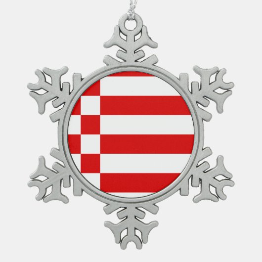 Vlag van Bremen Snowflake Pewter kerstversiering Tin Sneeuwvlok Ornament (Voorkant)