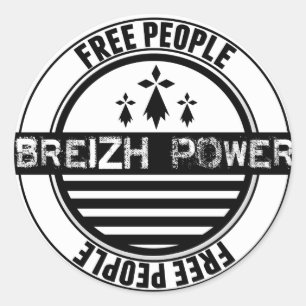 Vlag van Bretagne Breizh free people Ronde Sticker