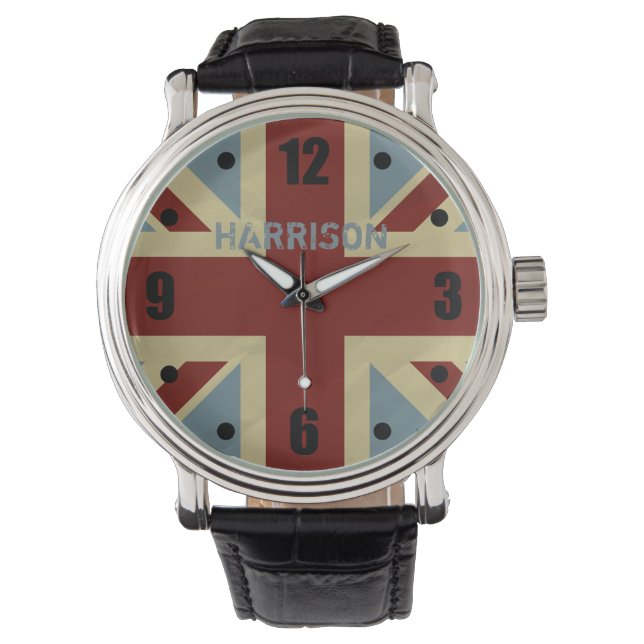 vlag van British Union Jack Grunge Horloge (Voorkant)