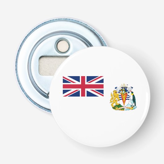 Vlag van Brits Antarctisch Territorium Button Flesopener (Voorkant)