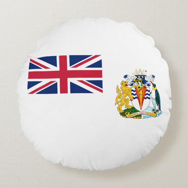 Vlag van Brits Antarctisch Territorium Rond Kussen (Voorkant)