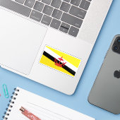 Vlag van Brunei Sticker (Laptop met iPhone)
