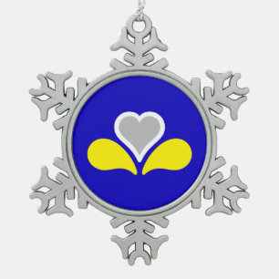 Vlag van Brussel, België Snowflake Pewter Christm Tin Sneeuwvlok Ornament
