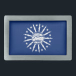 Vlag van Buffalo, New York Belt Buckle Gesp<br><div class="desc">Belt Buckle met vlag van de stad Buffalo,  New York; blauwe vlag met witte afsluiting van de stad en 13 bliksembouten</div>