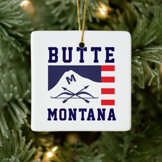 Vlag van Butte, Montana Keramisch Ornament (Boom)