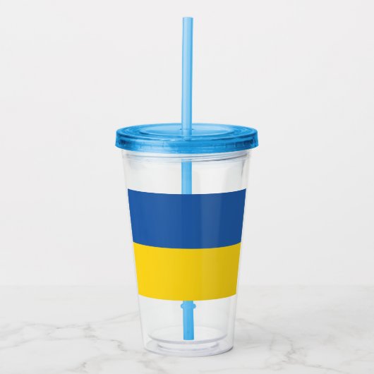 Vlag van Button Oekraïne Acryl Drinkbeker (Voorkant)