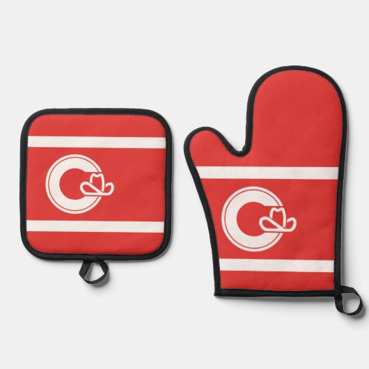 Vlag van Calgary, Alberta Flesopener Ovenwant & Pannenlap Set (Voorkant)