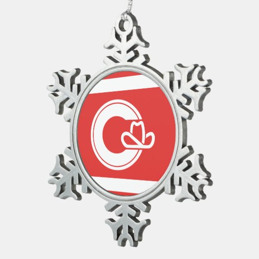 Vlag van Calgary, Alberta Tin Sneeuwvlok Ornament (Rechts)