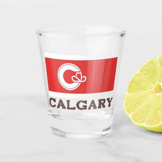 Vlag van Calgary, CANADA Shot Glas (Voorkant)